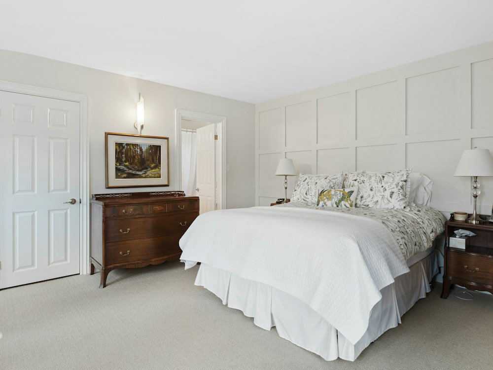 Bright bedroom with soft neutral carpet